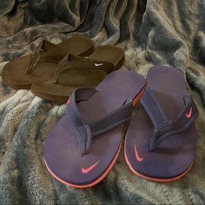 Two pairs of Nike flip flops!